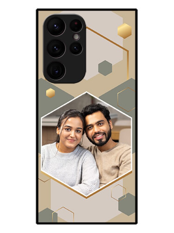 Custom Galaxy S22 Ultra 5G Custom Metal Phone CaseStylish Hexagon Pattern Design