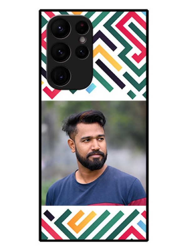 Custom Galaxy S22 Ultra 5G Custom Metal Phone CaseColorful Maze Pattern Design