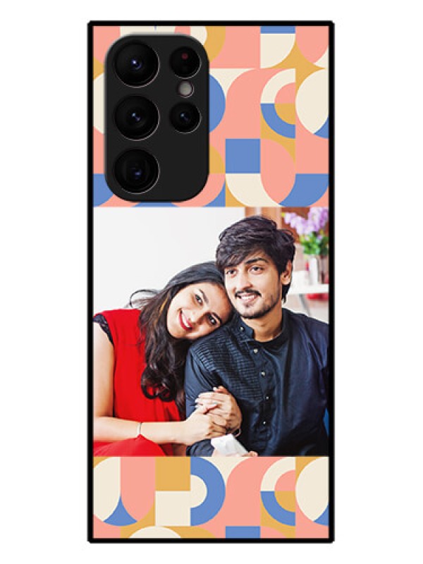 Custom Galaxy S22 Ultra 5G Custom Metal Phone CaseSemi - Circle Maze Pattern Design