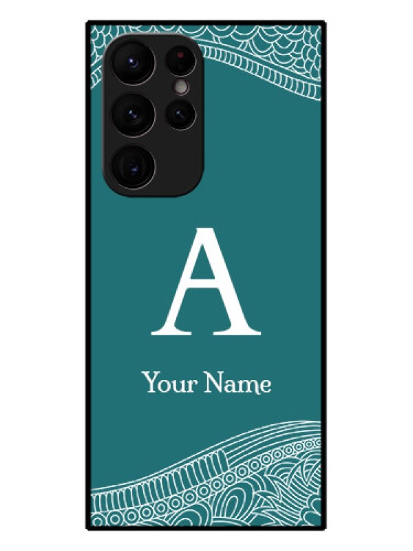 Custom Galaxy S22 Ultra 5G Custom Metal Phone CaseLine Art Pattern With Custom Name Design