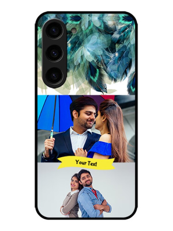 Custom Galaxy S23 5G Custom Metal Phone CaseImage With Boho Peacock Feather Design