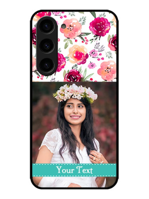 Custom Galaxy S23 5G Custom Metal Phone CaseWater Colors Floral Design