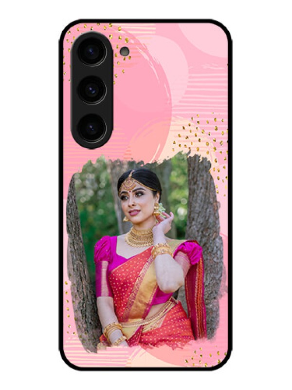 Custom Galaxy S23 5G Custom Metal Phone CaseGold Glitter Splash Design