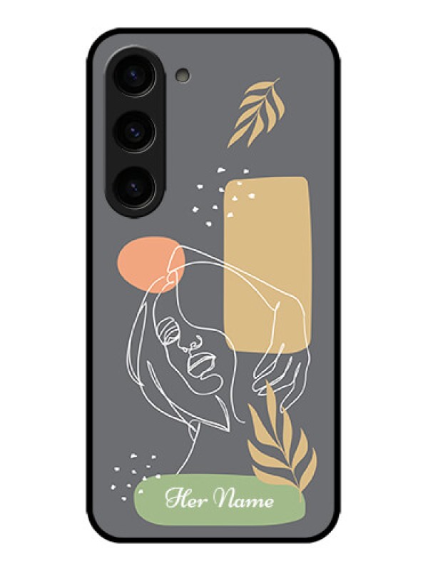Custom Galaxy S23 5G Custom Metal Phone CaseGazing Woman Line Art Design
