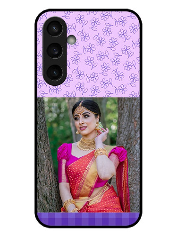 Custom Galaxy S23 FE 5G Custom Metal Phone CasePurple Floral Design