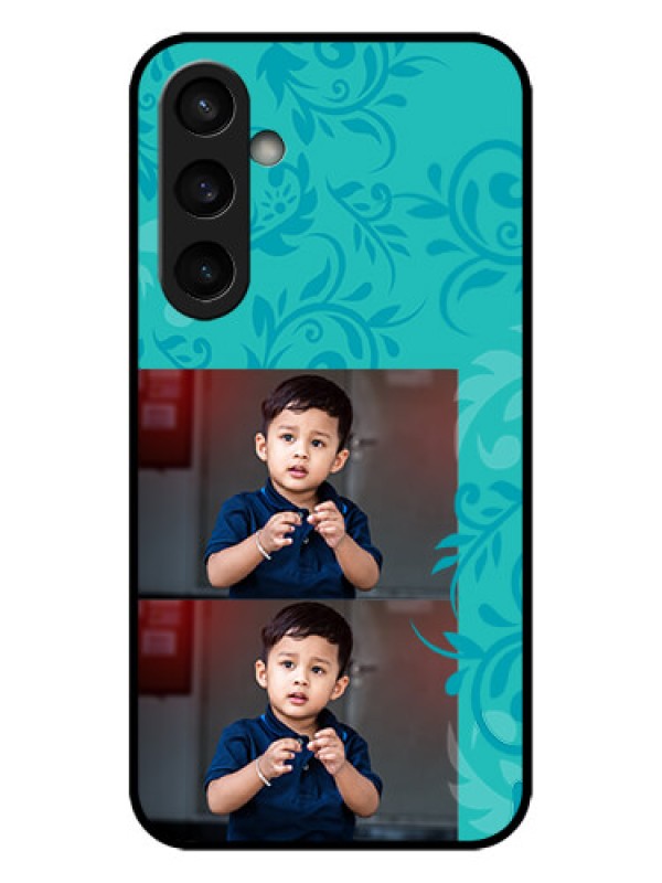 Custom Galaxy S23 FE 5G Custom Metal Phone CaseWith Photo And Green Floral Design