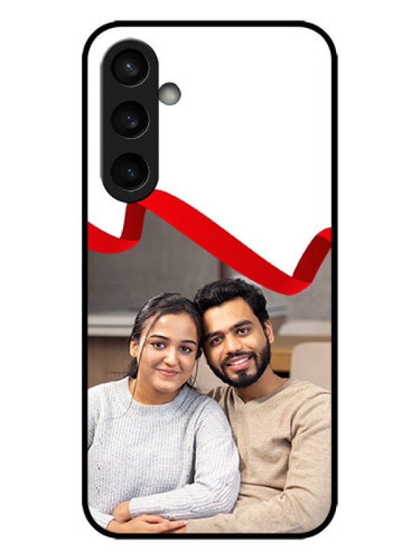 Custom Galaxy S23 FE 5G Custom Metal Phone CaseRed Ribbon Frame Design