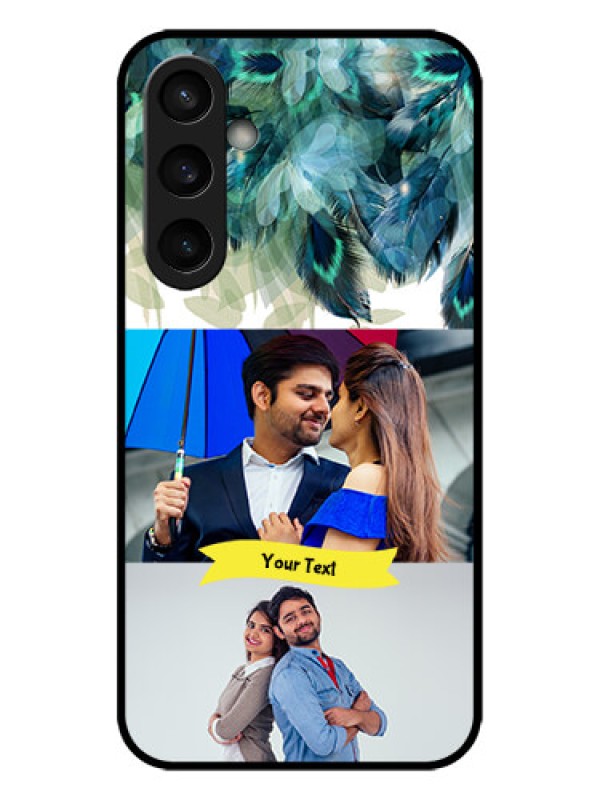 Custom Galaxy S23 FE 5G Custom Metal Phone CaseImage With Boho Peacock Feather Design