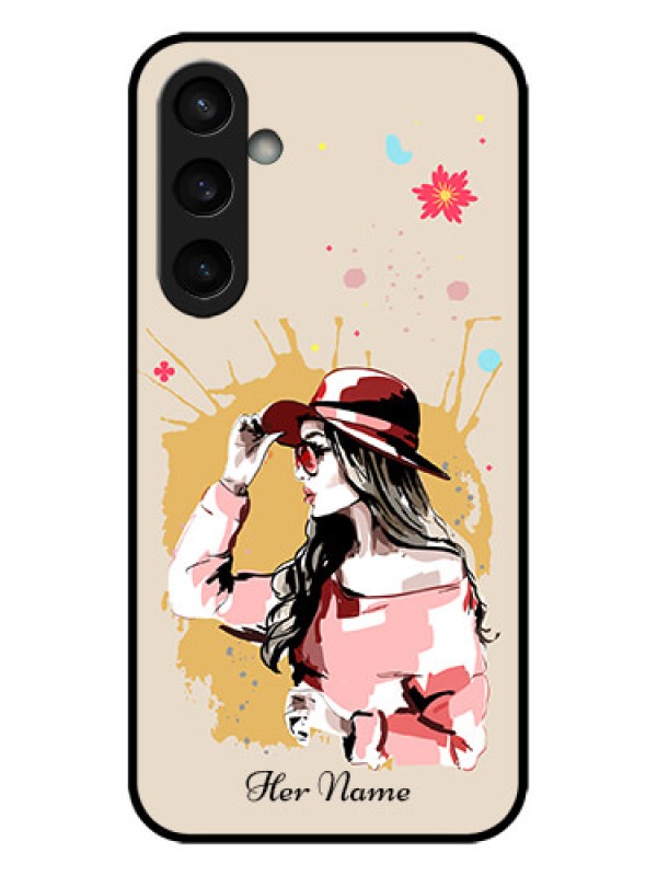 Custom Galaxy S23 FE 5G Custom Metal Phone CaseWomen With Pink Hat Design