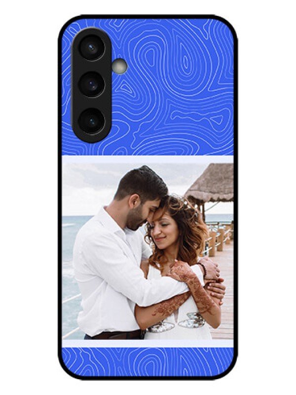 Custom Galaxy S23 FE 5G Custom Metal Phone CaseCurved Line Art With Blue And White Design