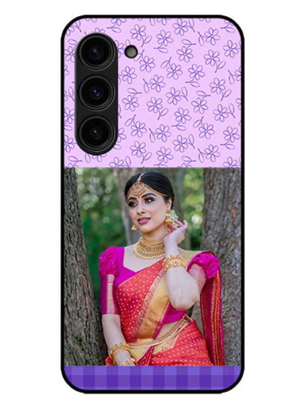 Custom Galaxy S23 Plus 5G Custom Metal Phone Case - Purple Floral Design