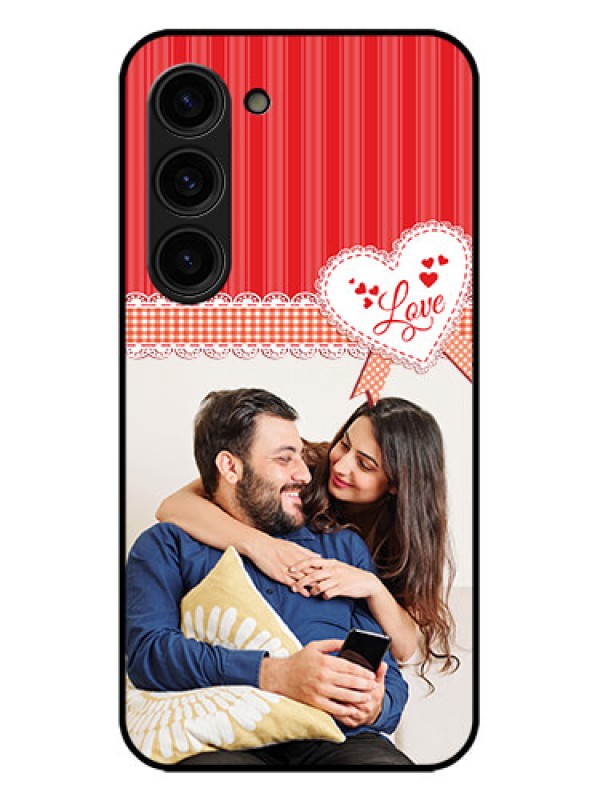 Custom Galaxy S23 Plus 5G Custom Metal Phone Case - Red Love Pattern Design