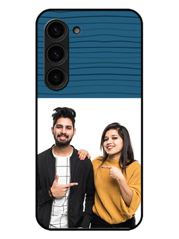 Custom Galaxy S23 Plus 5G Custom Metal Phone Case - Blue Pattern Cover Design