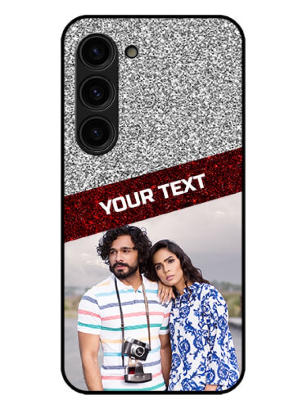 Custom Galaxy S23 Plus 5G Custom Metal Phone Case - Image Holder With Glitter Strip Design