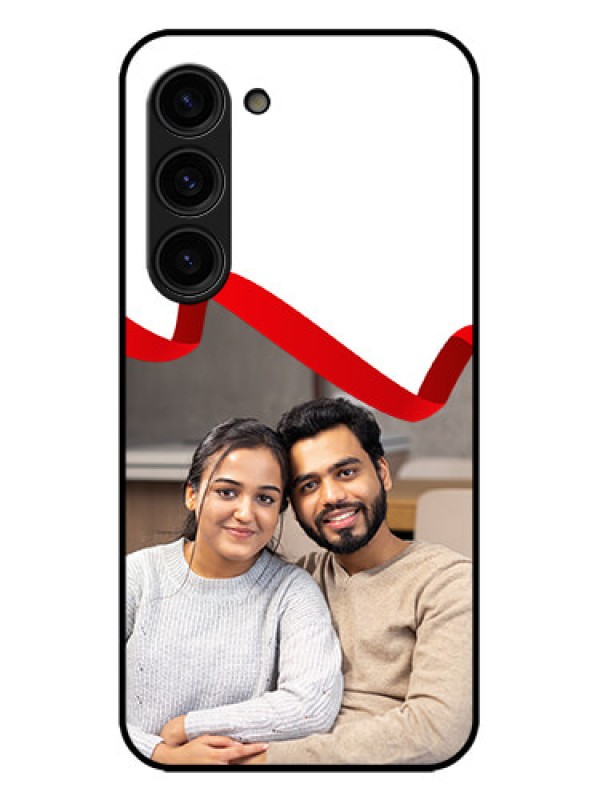 Custom Galaxy S23 Plus 5G Custom Metal Phone Case - Red Ribbon Frame Design