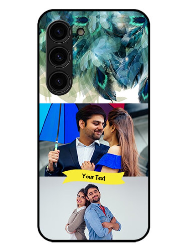 Custom Galaxy S23 Plus 5G Custom Metal Phone Case - Image With Boho Peacock Feather Design