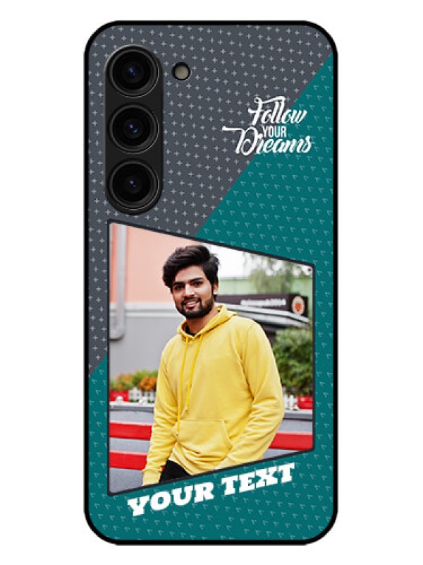 Custom Galaxy S23 Plus 5G Custom Metal Phone Case - Background Pattern Design With Quote