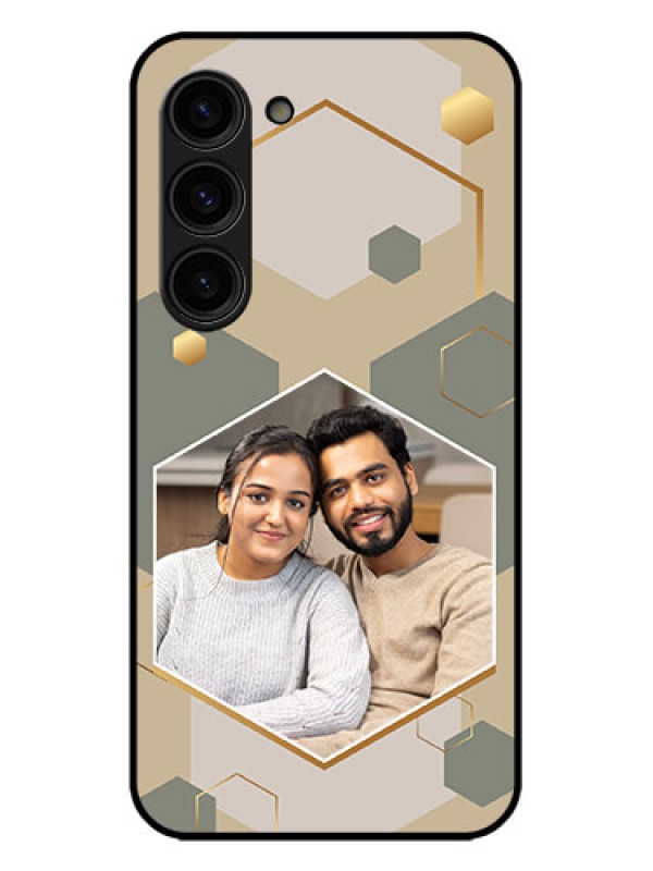 Custom Galaxy S23 Plus 5G Custom Metal Phone Case - Stylish Hexagon Pattern Design