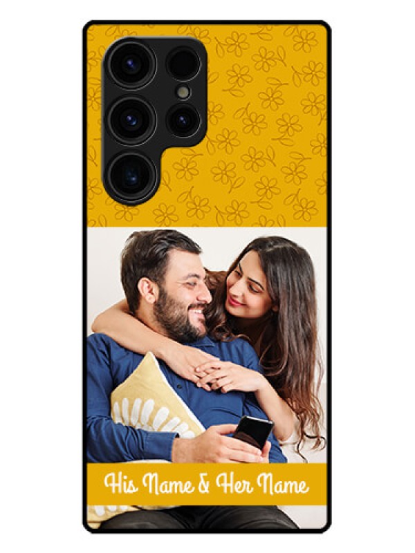 Custom Galaxy S23 Ultra 5G Custom Metal Phone CaseYellow Floral Design