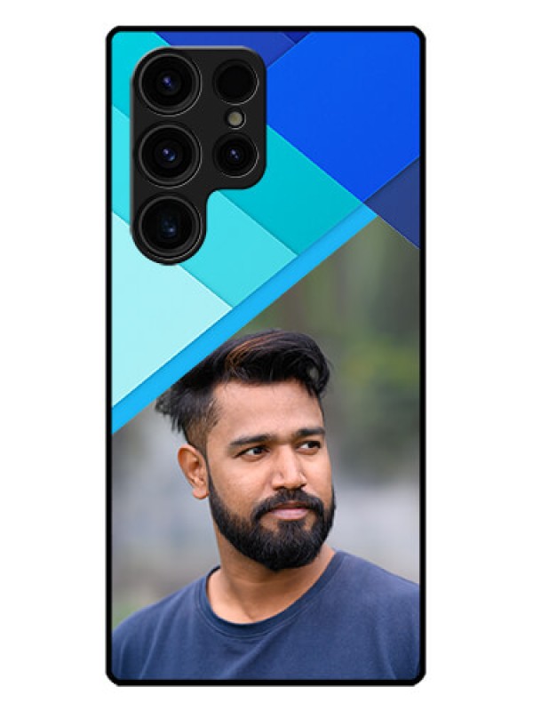 Custom Galaxy S23 Ultra 5G Custom Metal Phone CaseBlue Pattern Design