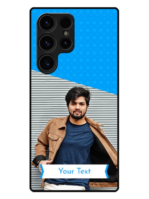 Custom Galaxy S23 Ultra 5G Custom Metal Phone CaseSimple Blue Color Design