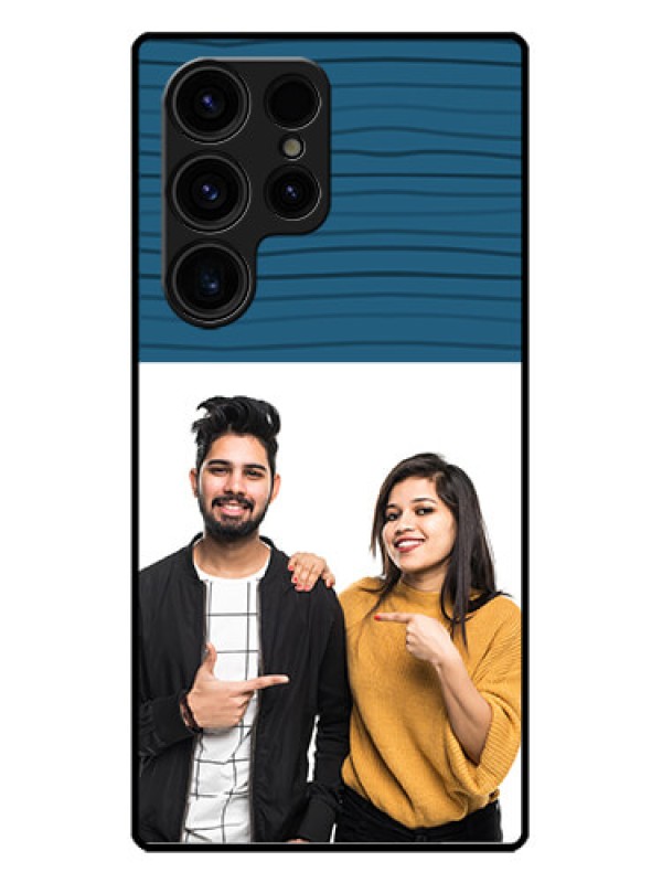 Custom Galaxy S23 Ultra 5G Custom Metal Phone CaseBlue Pattern Cover Design