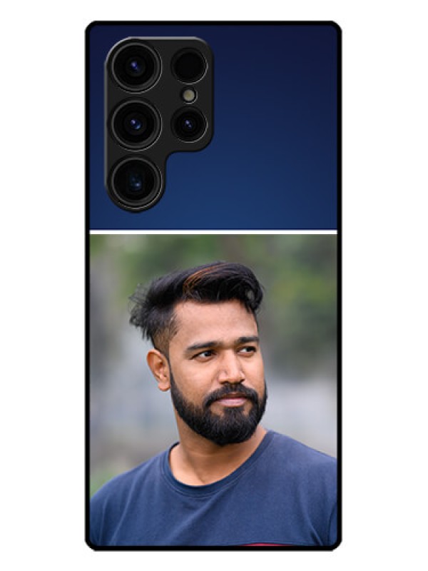 Custom Galaxy S23 Ultra 5G Custom Metal Phone CaseSimple Royal Blue Design