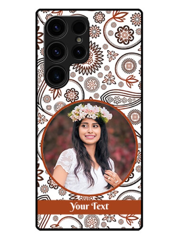 Custom Galaxy S23 Ultra 5G Custom Metal Phone CaseAbstract Flower Design