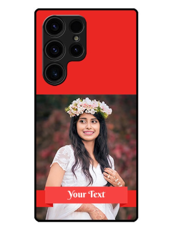 Custom Galaxy S23 Ultra 5G Custom Metal Phone CaseSimple Red Color Design