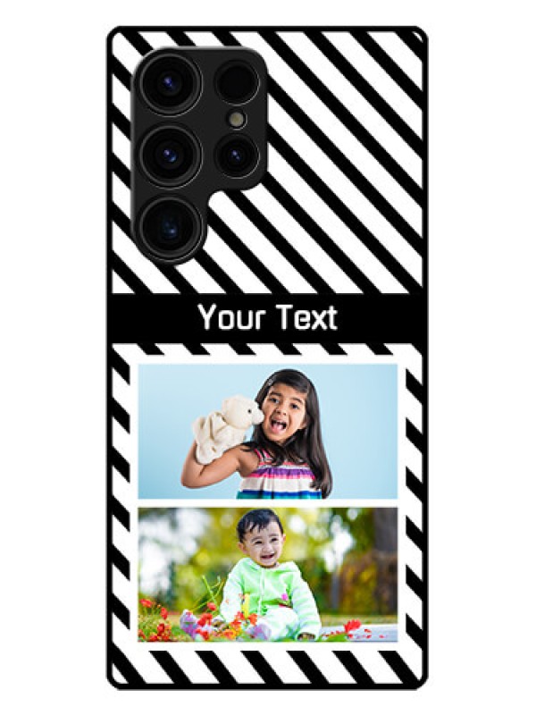 Custom Galaxy S23 Ultra 5G Custom Metal Phone CaseBlack And White Stripes Design