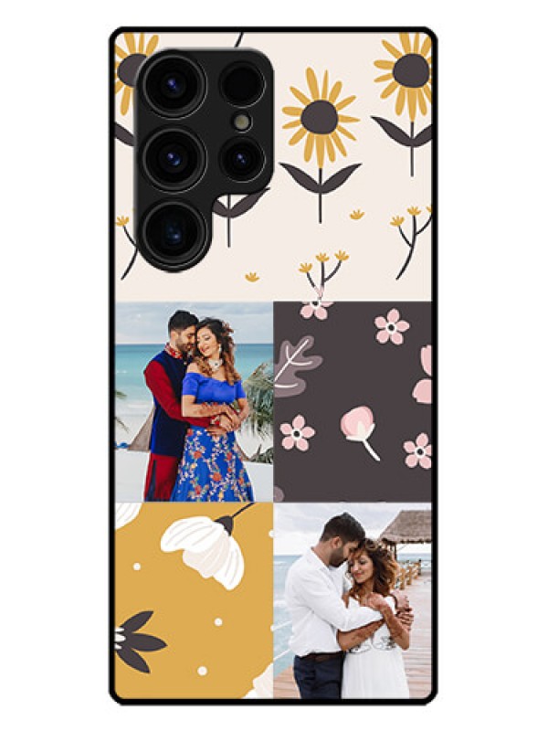 Custom Galaxy S23 Ultra 5G Custom Metal Phone Case3 Images With Floral Design