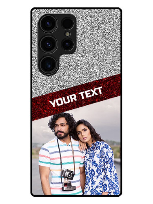 Custom Galaxy S23 Ultra 5G Custom Metal Phone CaseImage Holder With Glitter Strip Design