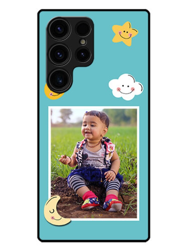 Custom Galaxy S23 Ultra 5G Custom Metal Phone CaseSmiley Kids Stars Design