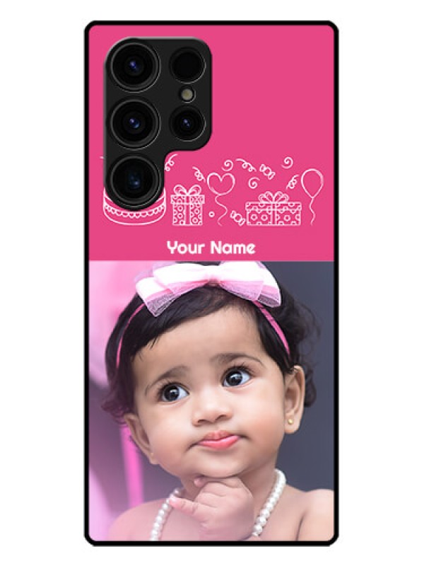 Custom Galaxy S23 Ultra 5G Custom Metal Phone CaseWith Birthday Line Art Design