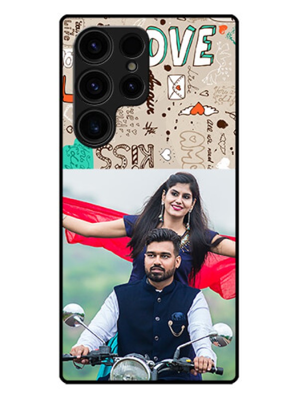 Custom Galaxy S23 Ultra 5G Custom Metal Phone CaseLove Doodle Pattern
