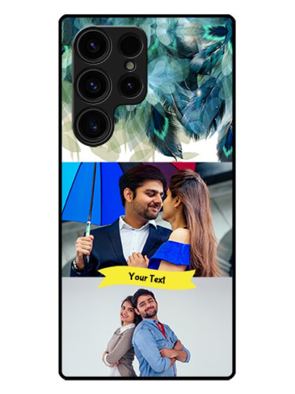 Custom Galaxy S23 Ultra 5G Custom Metal Phone CaseImage With Boho Peacock Feather Design