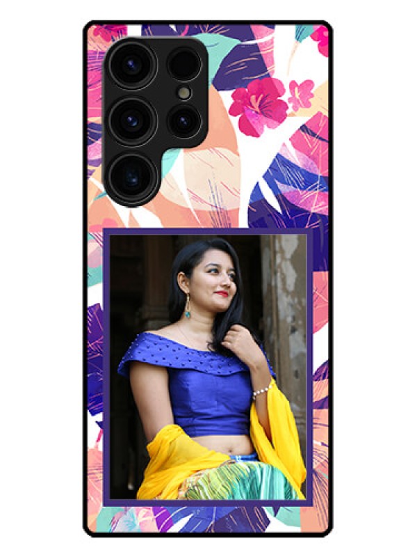 Custom Galaxy S23 Ultra 5G Custom Metal Phone CaseAbstract Floral Design