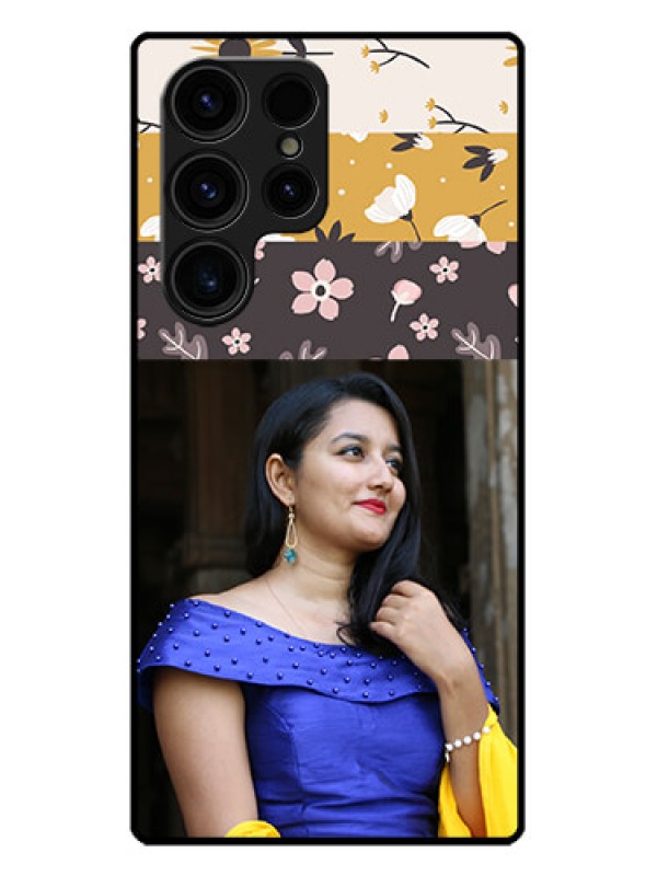 Custom Galaxy S23 Ultra 5G Custom Metal Phone CaseStylish Floral Design