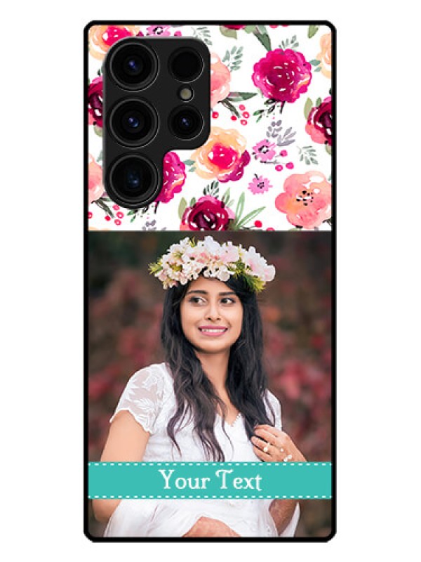 Custom Galaxy S23 Ultra 5G Custom Metal Phone CaseWater Colors Floral Design