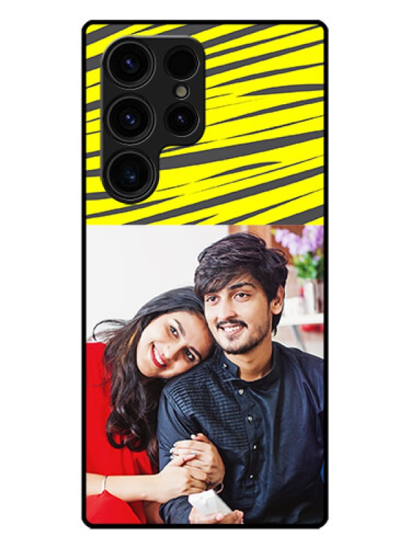 Custom Galaxy S23 Ultra 5G Custom Metal Phone CaseYellow Abstract Design