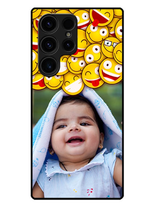 Custom Galaxy S23 Ultra 5G Custom Metal Phone CaseWith Smiley Emoji Design