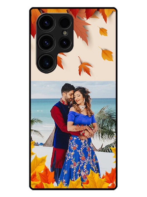Custom Galaxy S23 Ultra 5G Custom Metal Phone CaseAutumn Maple Leaves Design