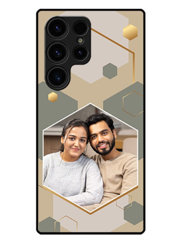 Custom Galaxy S23 Ultra 5G Custom Metal Phone CaseStylish Hexagon Pattern Design