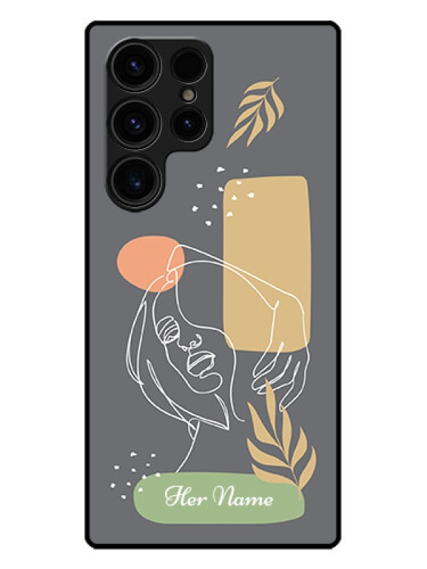 Custom Galaxy S23 Ultra 5G Custom Metal Phone CaseGazing Woman Line Art Design