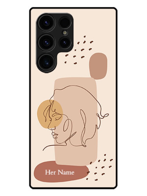 Custom Galaxy S23 Ultra 5G Custom Metal Phone CaseCalm Woman Line Art Design