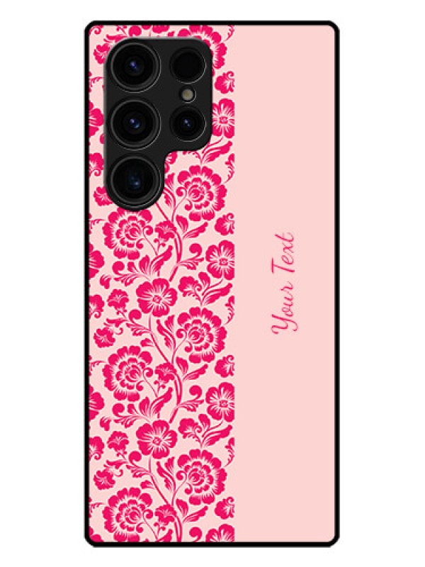 Custom Galaxy S23 Ultra 5G Custom Metal Phone CaseAttractive Floral Pattern Design