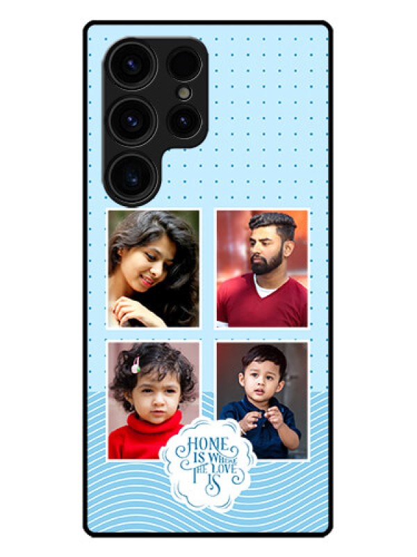 Custom Galaxy S23 Ultra 5G Custom Metal Phone CaseCute Love Quote With 4 Pic Upload Design