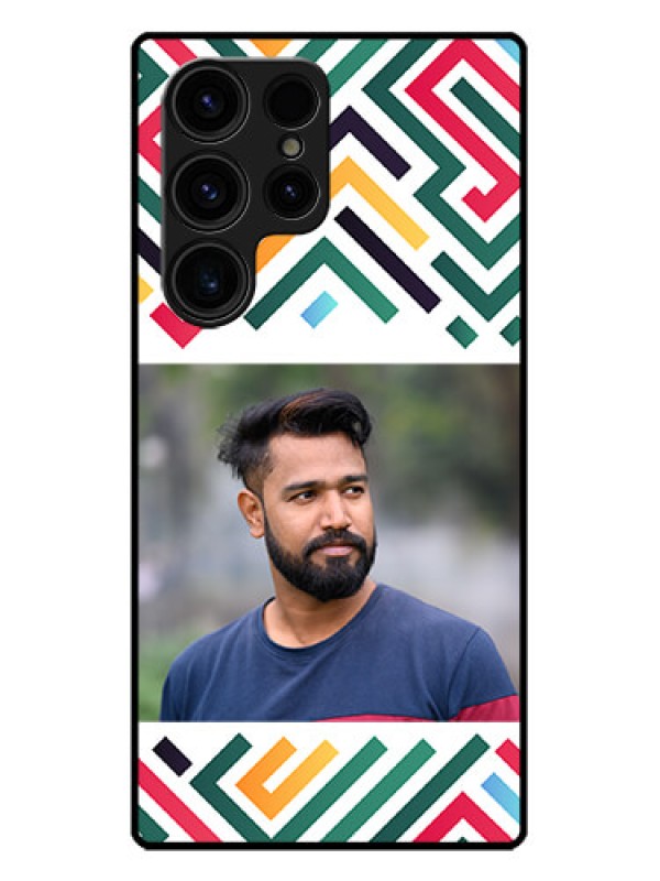 Custom Galaxy S23 Ultra 5G Custom Metal Phone CaseColorful Maze Pattern Design
