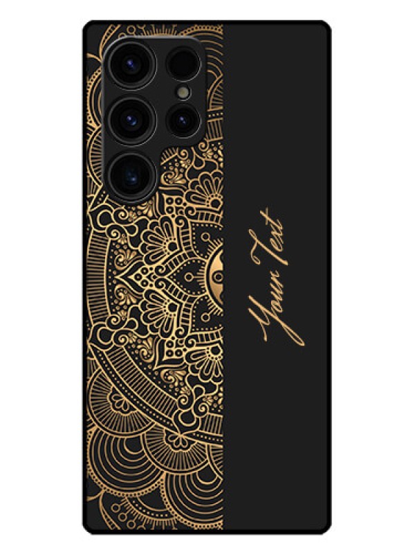 Custom Galaxy S23 Ultra 5G Custom Metal Phone CaseMandala Art With Custom Text Design