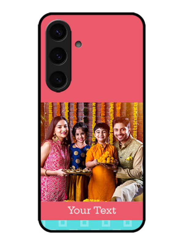 Custom Galaxy S24 5G Custom Metal Phone CasePeach and Blue Color Design